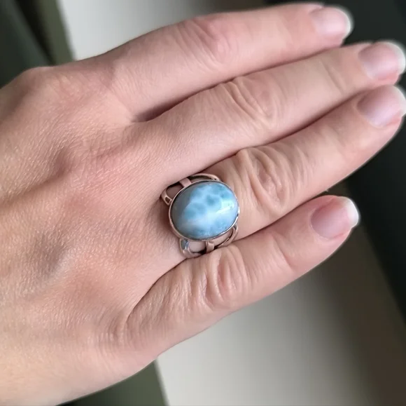 Sterling Silver Larimar Ring Sz 7.25
